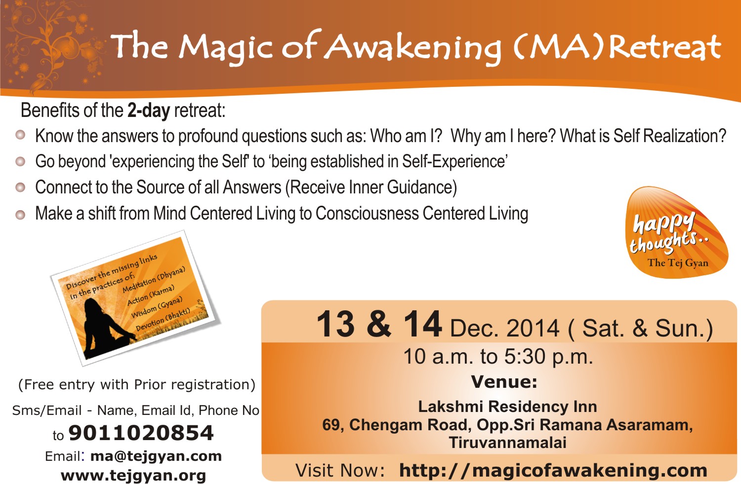 Attend 'The Magic of Awakening Retreat' in Tiruvannamalai